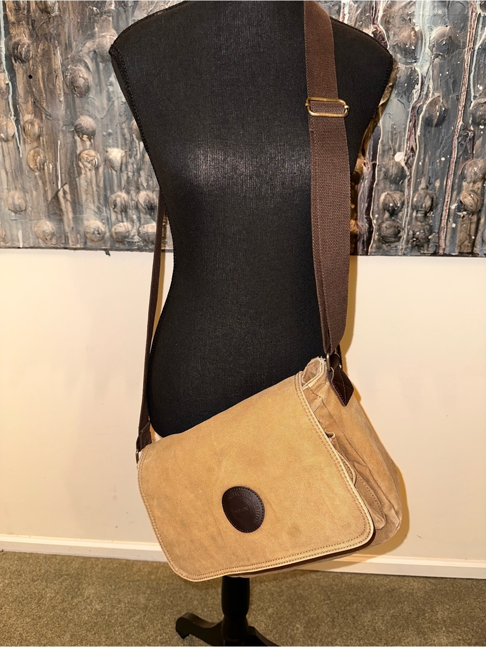 EShow Canvas Messenger Bag Distressed and Clean
